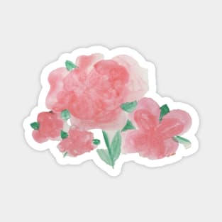 watercolour pink flowers watercolor purple flowers pink and purple flowers Magnet