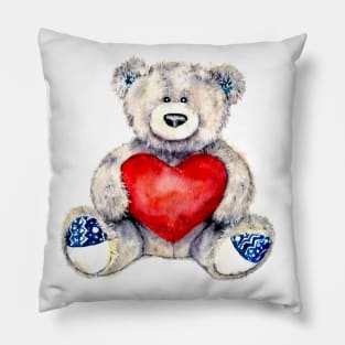 teddy bear with heart i love you Pillow