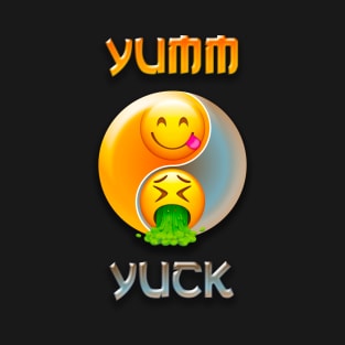 Yumm Yuck Emoji English Words Print T-Shirt