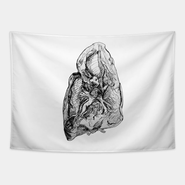 Medial Lung Pen and Ink Drawing Tapestry by emadamsinc