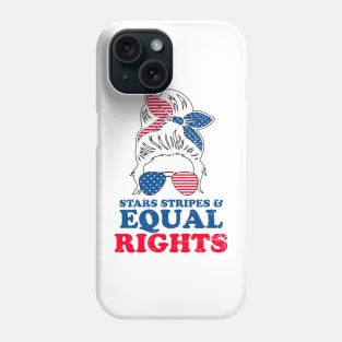 Retro Messy Bun Pro Choice Stars Stripes Equal Rights Feminist Gift Phone Case