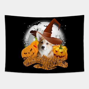 Corgi halloween love Tapestry