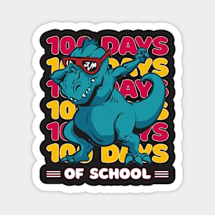 100 Days of school typography featuring a T-rex dino Dabbing #1 Magnet