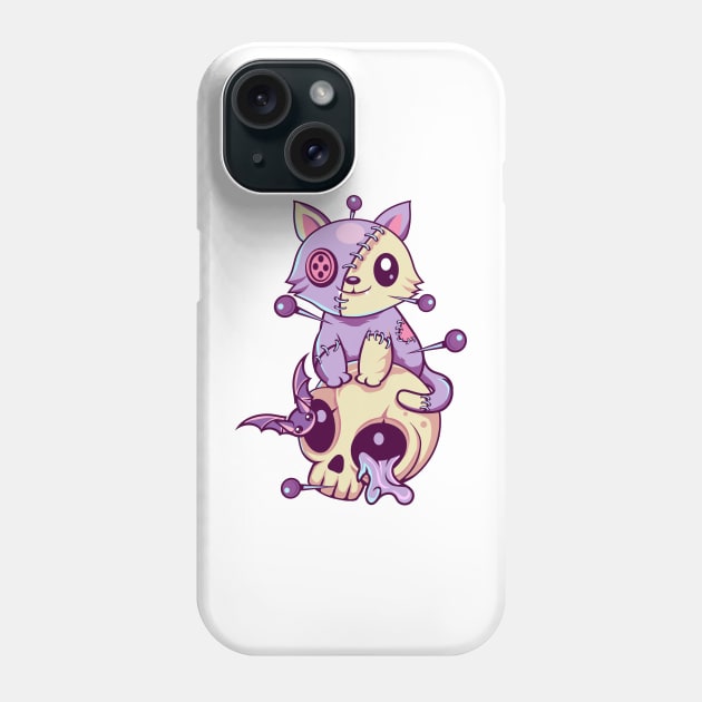 Skull Cat Kawaii Gothic Phone Case by DionArts