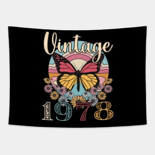 Floral Butterfly Retro Vintage 1978 45th Birthday Tapestry