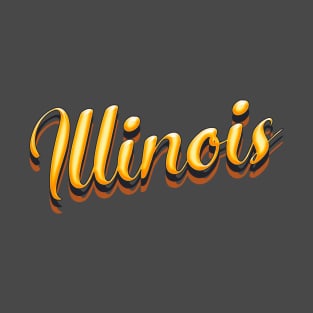 Illinois Retro Style Orange T-Shirt