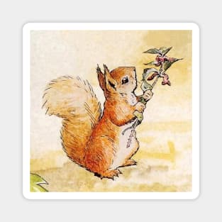 “Squirrel Nutkin Holds a Flowering Branch” by Beatrix Potter Magnet