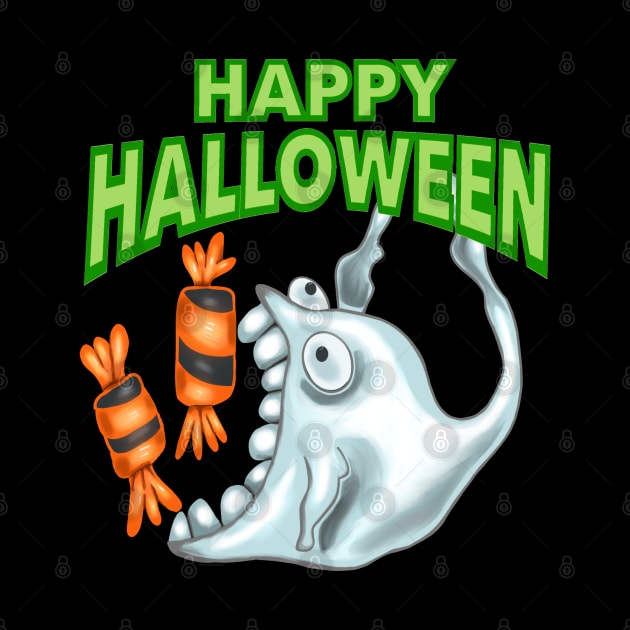 Happy Halloween Candy Ghost by wildjellybeans
