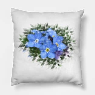 Forget me not, blue flower Pillow