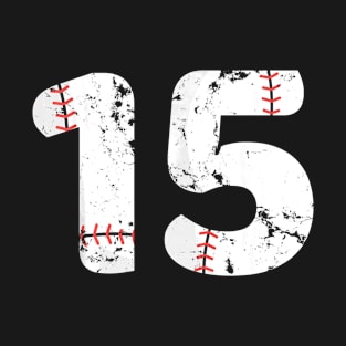 Number #15 BASEBALL Vintage Distressed T-Shirt