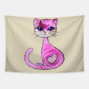 Pink Rose Cat Tapestry