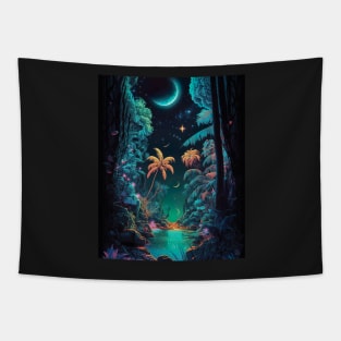 paradise  under moon Tapestry