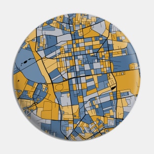 Lódz Map Pattern in Blue & Gold Pin