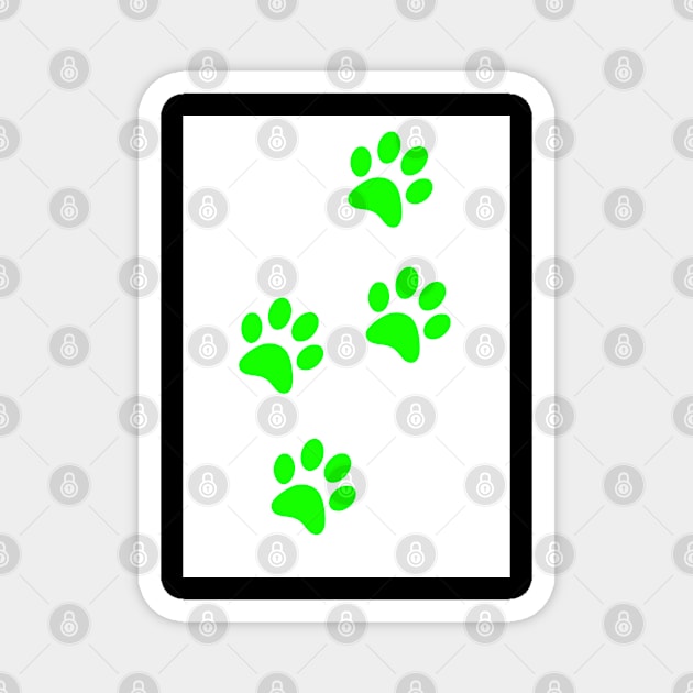 Light Green Pawprints on White Magnet by Blue Butterfly Designs 