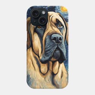 Mastiff Dog Breed Painting in a Van Gogh Starry Night Art Style Phone Case