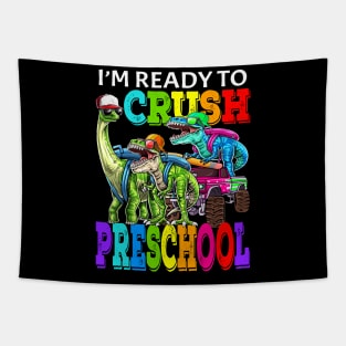 I'm Ready To Crush Preschool Monster Truck Dinosaur Back To School Tapestry