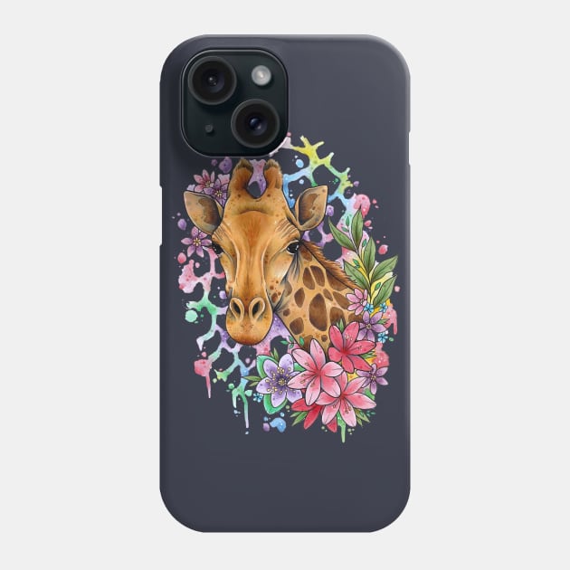 Color Splash Giraffe Design by Lorna Laine Phone Case by Lorna Laine