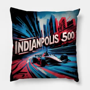 retro vintage poster indianapolis 500 Pillow