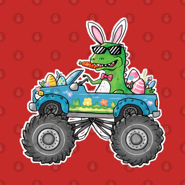 Easter Monster Truck - funny dinsoaur trucker by Qrstore