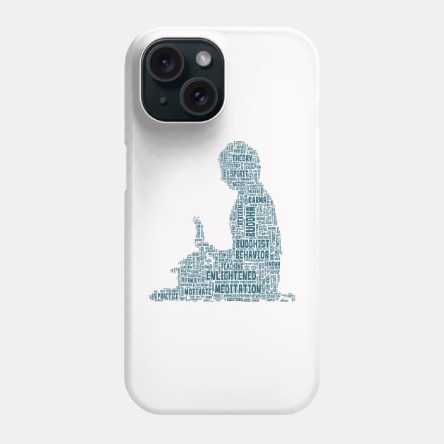 Buddha Travel Text Word Cloud Phone Case by Cubebox