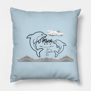 Dolphin in summer euphoria - transparent. Pillow