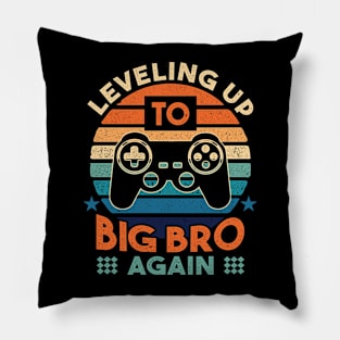 Leveling Up To Big Bro Again Vintage Gamer Pillow