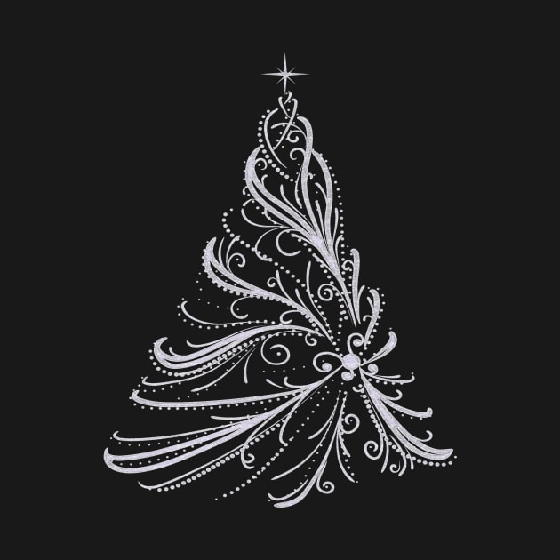 Elegant White Swirl Christmas Tree by Atteestude