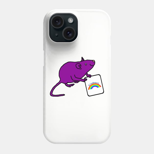 Purple Rat with Kindness Rainbow Sign Positivity Phone Case by ellenhenryart