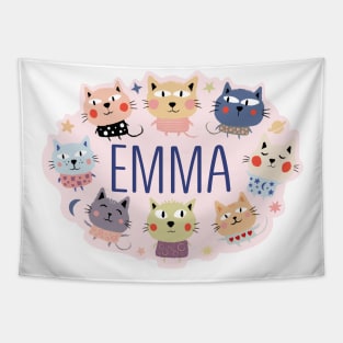 Emma name with cartoon cats Tapestry