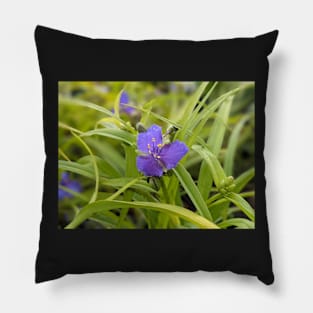 Blue and yellow flower in leaves Pillow