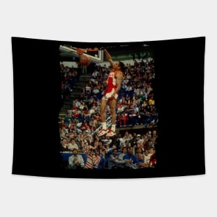 Spud Webb Absolutely Flying During The 1986 Slam Dunk Contest Tapestry