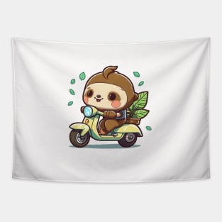 Adorable Sloth riding a bike - Cute Sloth drawing Tapestry