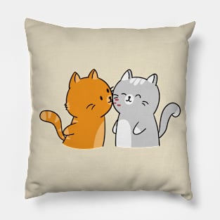 Cute lovely cats, a sudden kiss. Pillow