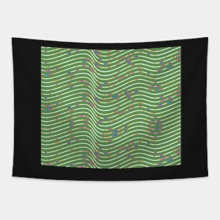 Wave of Ribbons on Green 7632 Tapestry