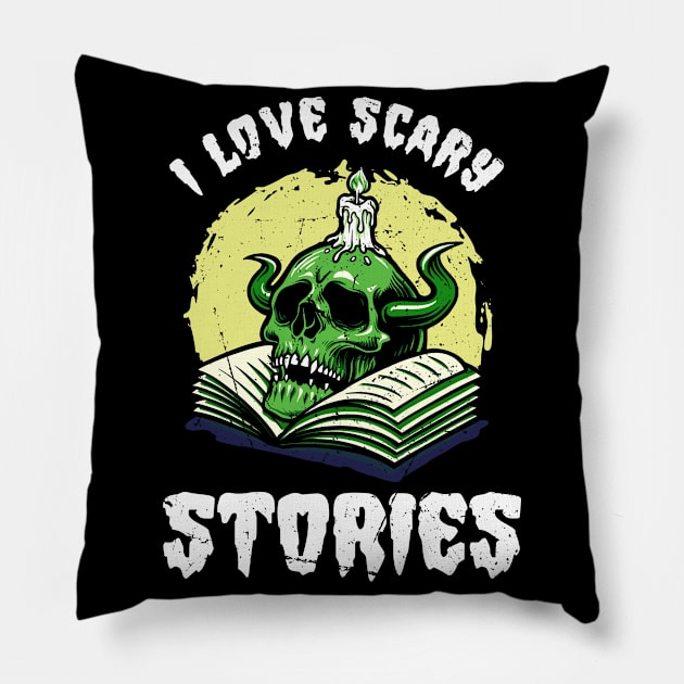 I Love Scary Stories Indie Goth Aesthetic Gothic Pillow by wbdesignz