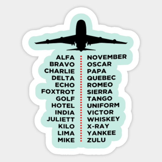 Pilot Phonetic Merch - Airplane Code Simple Meme Nerd Aviation - Sticker