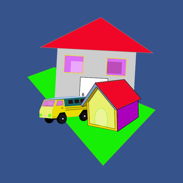 truck, dog house and flat by momomoma