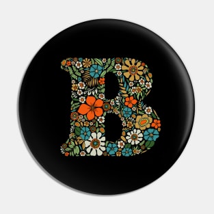 Hippie Floral Letter B Pin