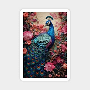 Peacock in a Flower Garden Magnet