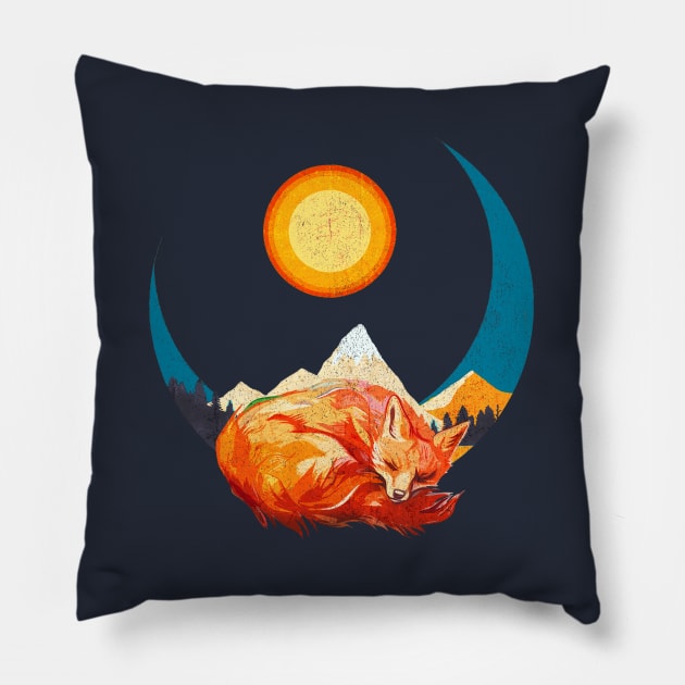 Hibernating Fox Pillow by Goldquills