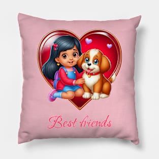 Puppy & Girl - Best friends Pillow