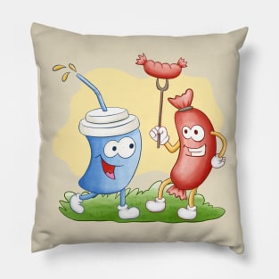 Funny Sausage And Beverage Pillow