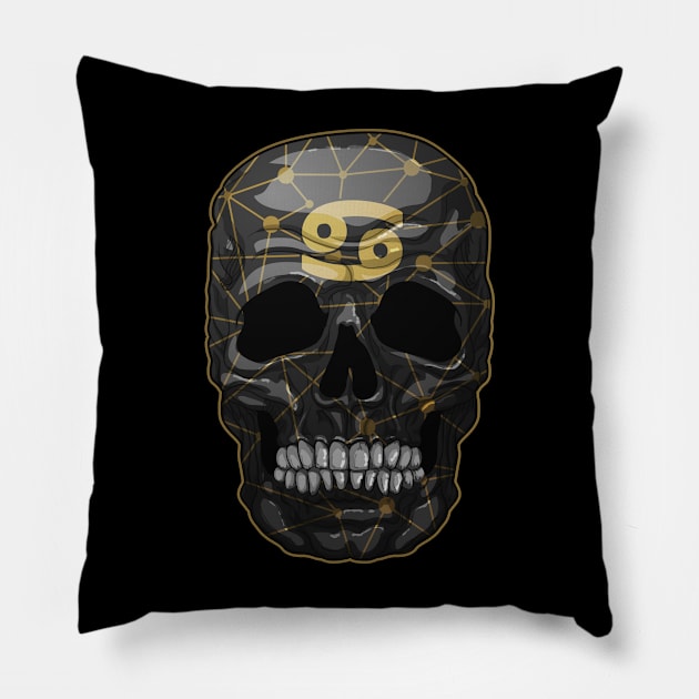 skull, zodiac signs, Cancer Pillow by HEJK81