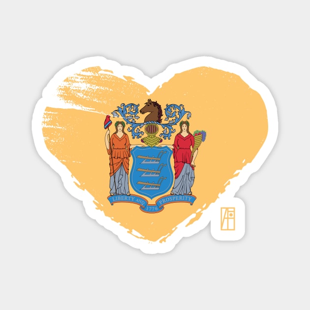 U.S. State - I Love New Jersey - New Jersey Flag Magnet by ArtProjectShop