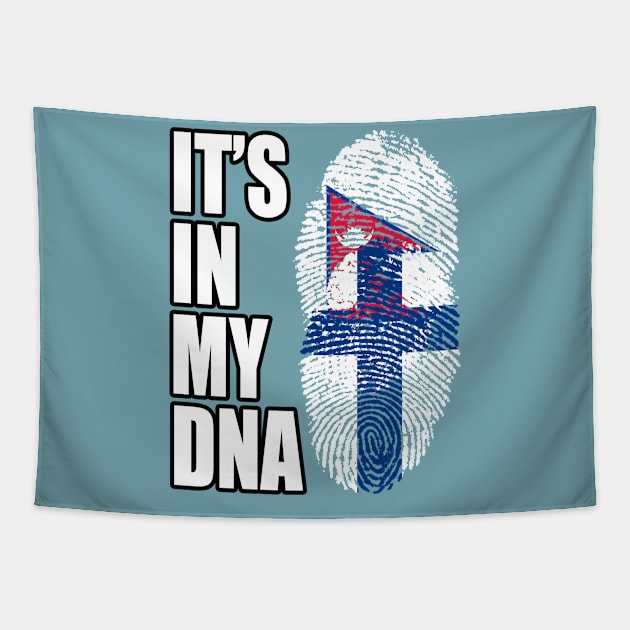 Finnish And Nepalese Mix DNA Flag Heritage Tapestry by Just Rep It!!