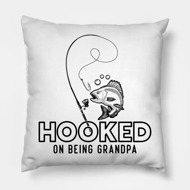Mens Fishing Shirt for Grandpa Hooked on Being a Grandpa Fish Tee Pillow by DesignergiftsCie