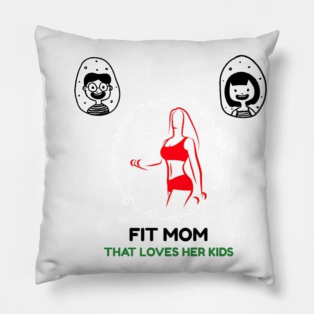 Fit Mom That Loves Her Kids Pillow by JC's Fitness Co.