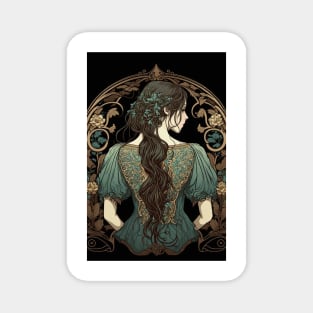 Art Nouveau Shy Girl Magnet