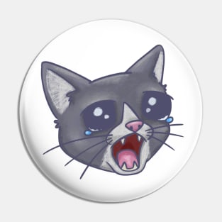 Crying Cat Meme Pin