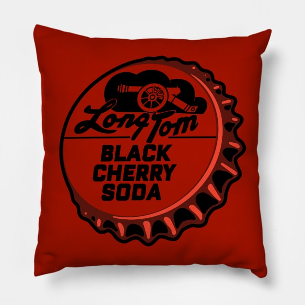 Vintage Long Tom Black Cherry Soda Bottlecap Pillow by StudioPM71